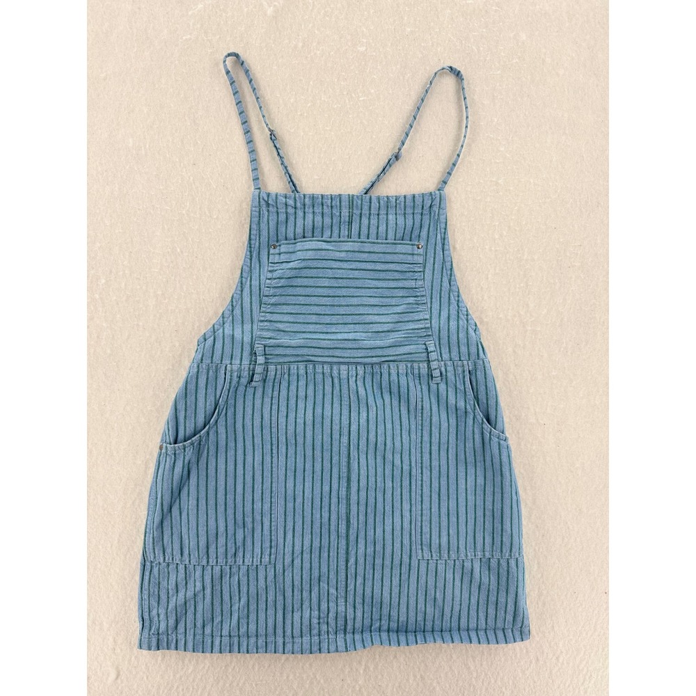 RVCA - Pinafore Overall Dress Striped Cotton - Blue/Green - M - Womens